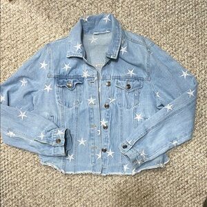 Native Daughters Denim Jacket with Star Embroidery size large I’m seeing stars